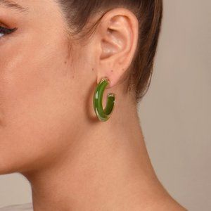 Alison Lou Small Jelly Hoops in Juniper NWOT